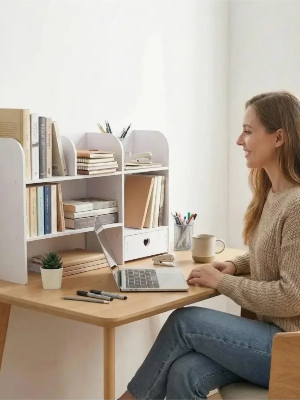 Layered Desktop Storage Rack with Drawers & Multi-Compartment, No-Tools-Needed